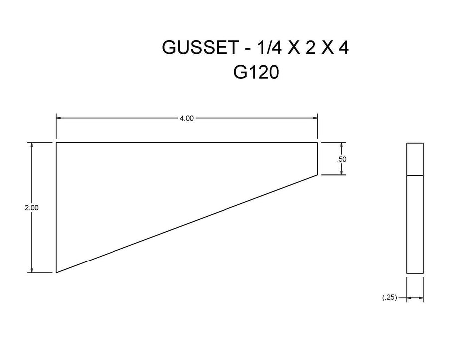 G120   (FT-12I)   GUSSET - 1/4 X 2 X 4