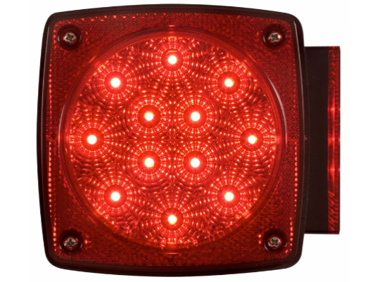 Miro-Flex LED Trailer Tail Light - 6 Function - Submersible - 18 Diodes - Square - Red - Passenger (#STL-28RB)