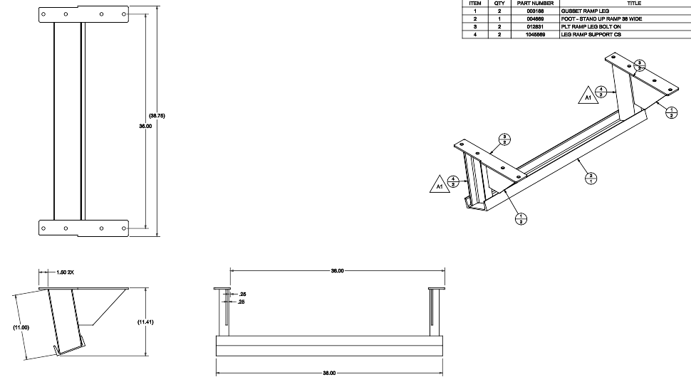 Loading Ramp Parts Safety Leg 1031232 - 38