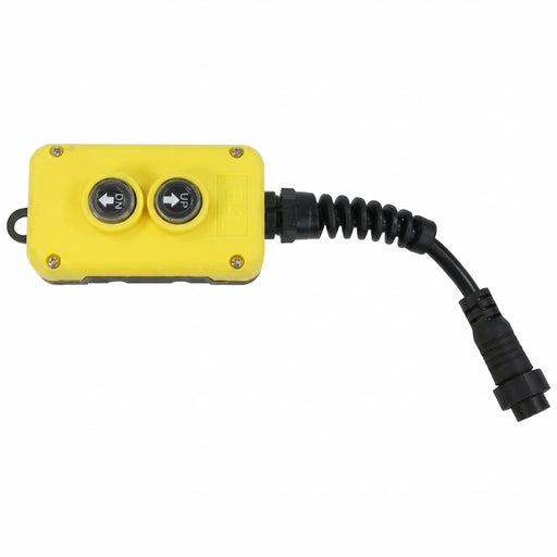 395-55 yellow remote pendant with up and down buttons, short black cable and connector