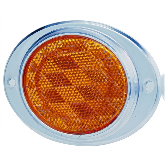 B472A - 3" Trailer Amber Round Reflector w/ Aluminum Bracket