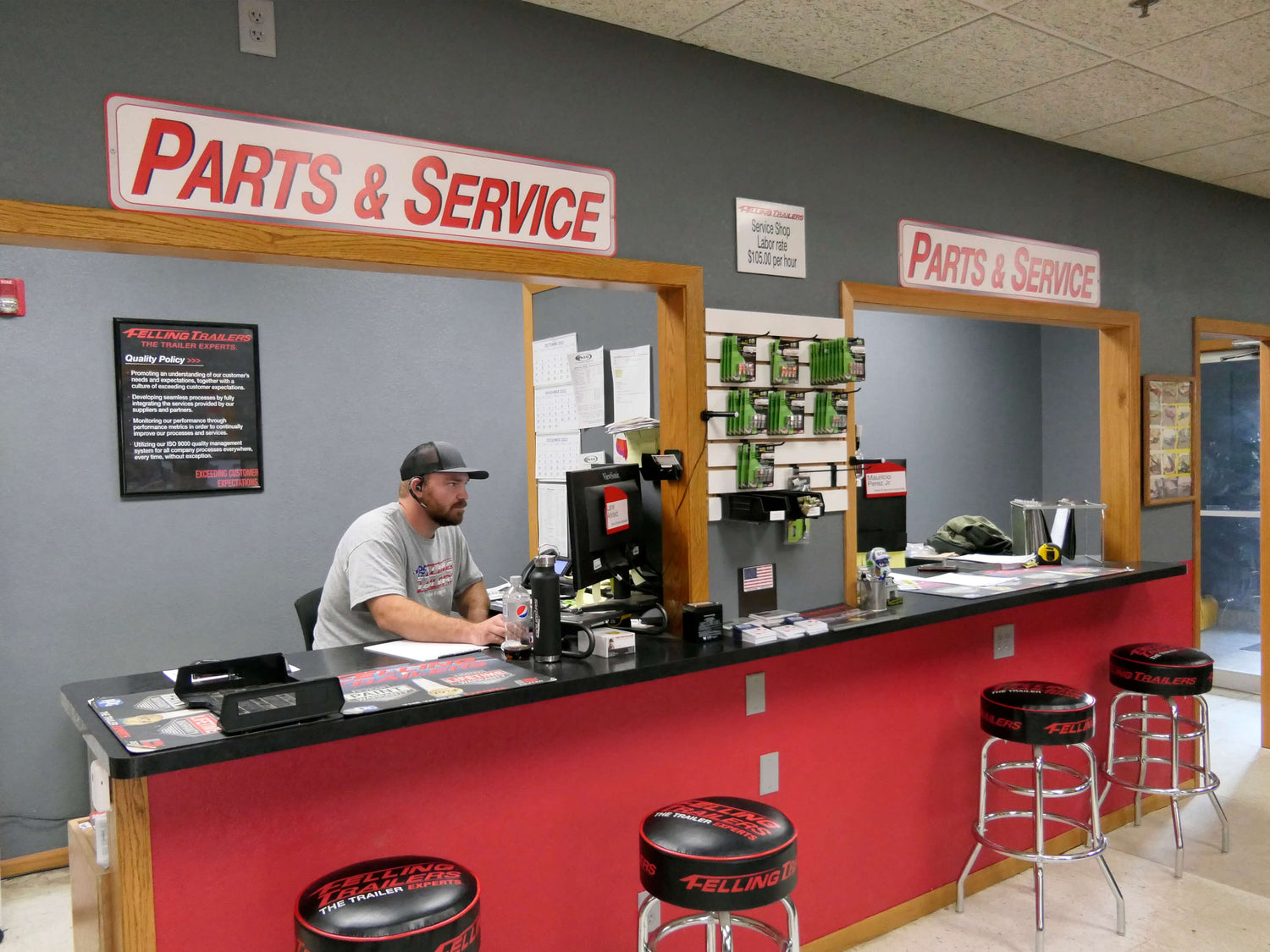 trailer parts and service counter