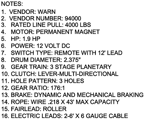 WINCH ELECTRIC 4000 LBS 12V