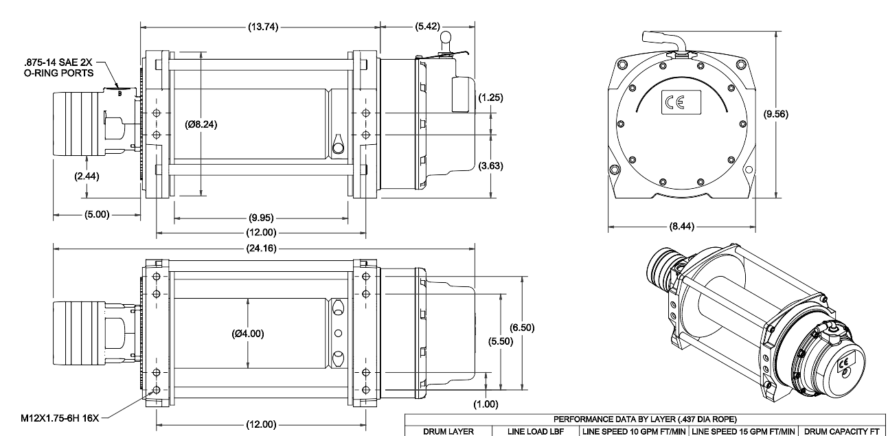 12K WARN HYD WINCH