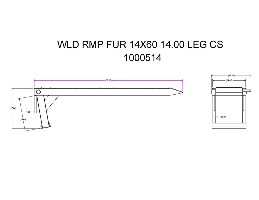 1000514   (FT-12I)   WLD RMP FUR 14X60 14.00 LEG CS