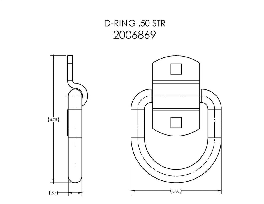 2006869 - D-RING .500" STR BOLT-ON