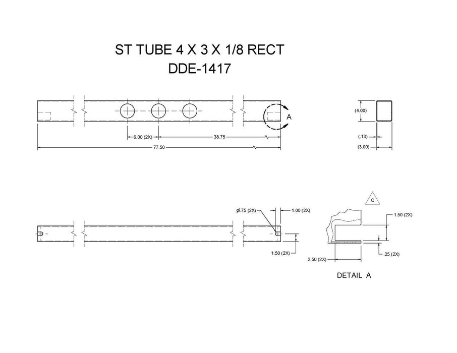 DDE-1417   (FT10P)   ST TUBE 4 X 3 X 1/8 RECT