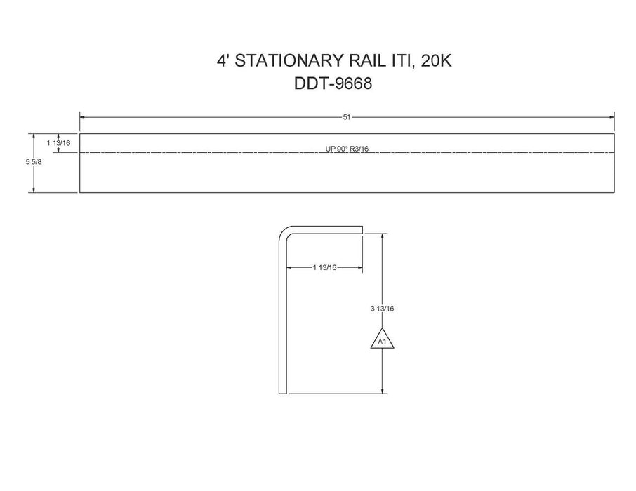 DDT-9668   (FT20IT-I)   4' STATIONARY RAIL ITI, 20K