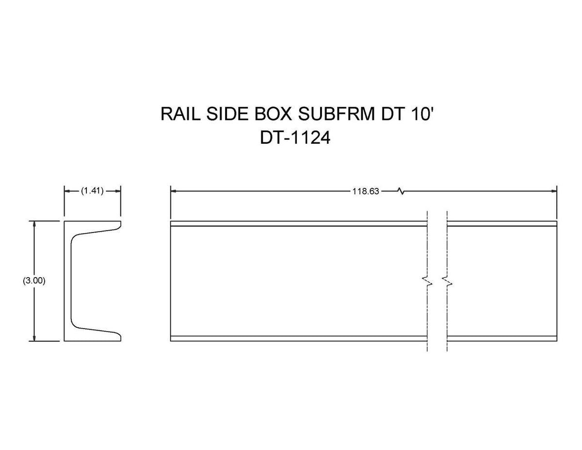 DT1124 (FT6 DT) RAIL SIDE BOX SUBFRM DT 10' — Felling Trailers Parts
