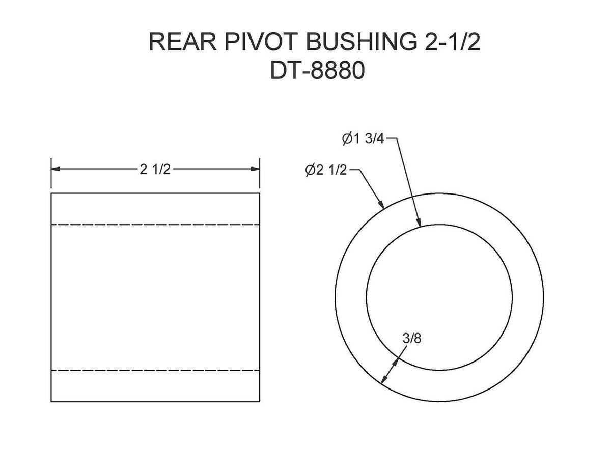 DT8880 (FT6 DT) REAR PIVOT BUSHING 21/2 — Felling Trailers Parts Store