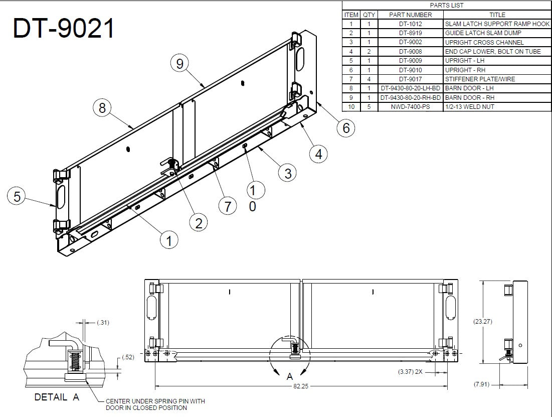 DT9021 BARN DOOR ASSEMBLY — Felling Trailers Parts Store