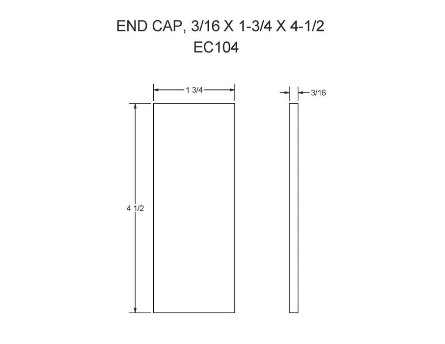 EC104  (FT-6 DT)  END CAP, 3/16 X 1-3/4 X 4-1/2