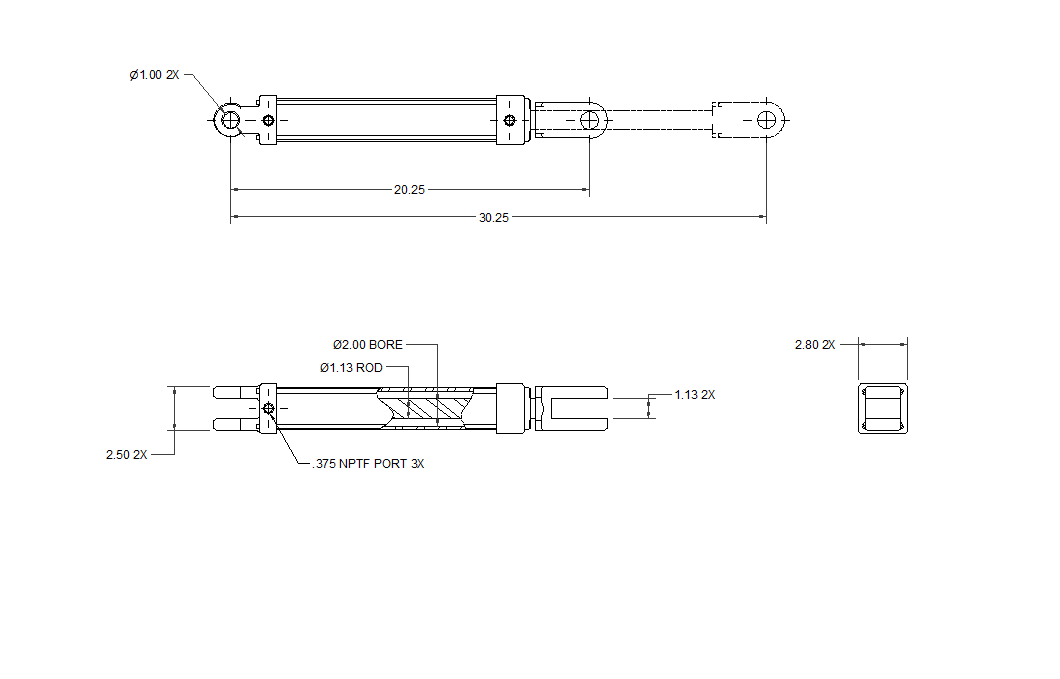 IT Deck Hydraulic Cylinder Power Type (2"X10" Tie Rod)