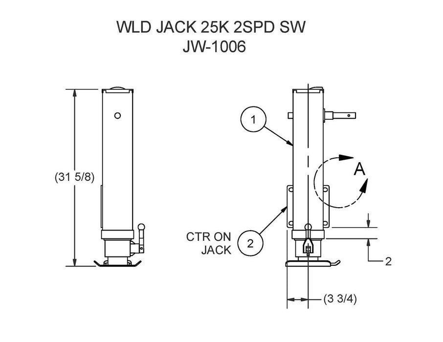 JW-1006 - 25K 2 SPEED JOST JACK DROP FOOT W/ PLATE