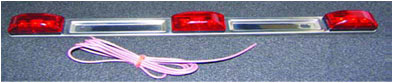 LED Identification Light Bar for Trailers over 80" Wide - Submersible - 9 Diodes - Red Lens (#MCL-93RB)