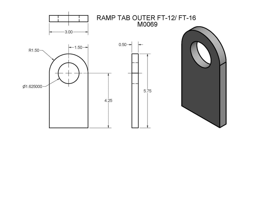 M0069 - RAMP TAB OUTER 1/2" FOR FELLING TRAILER