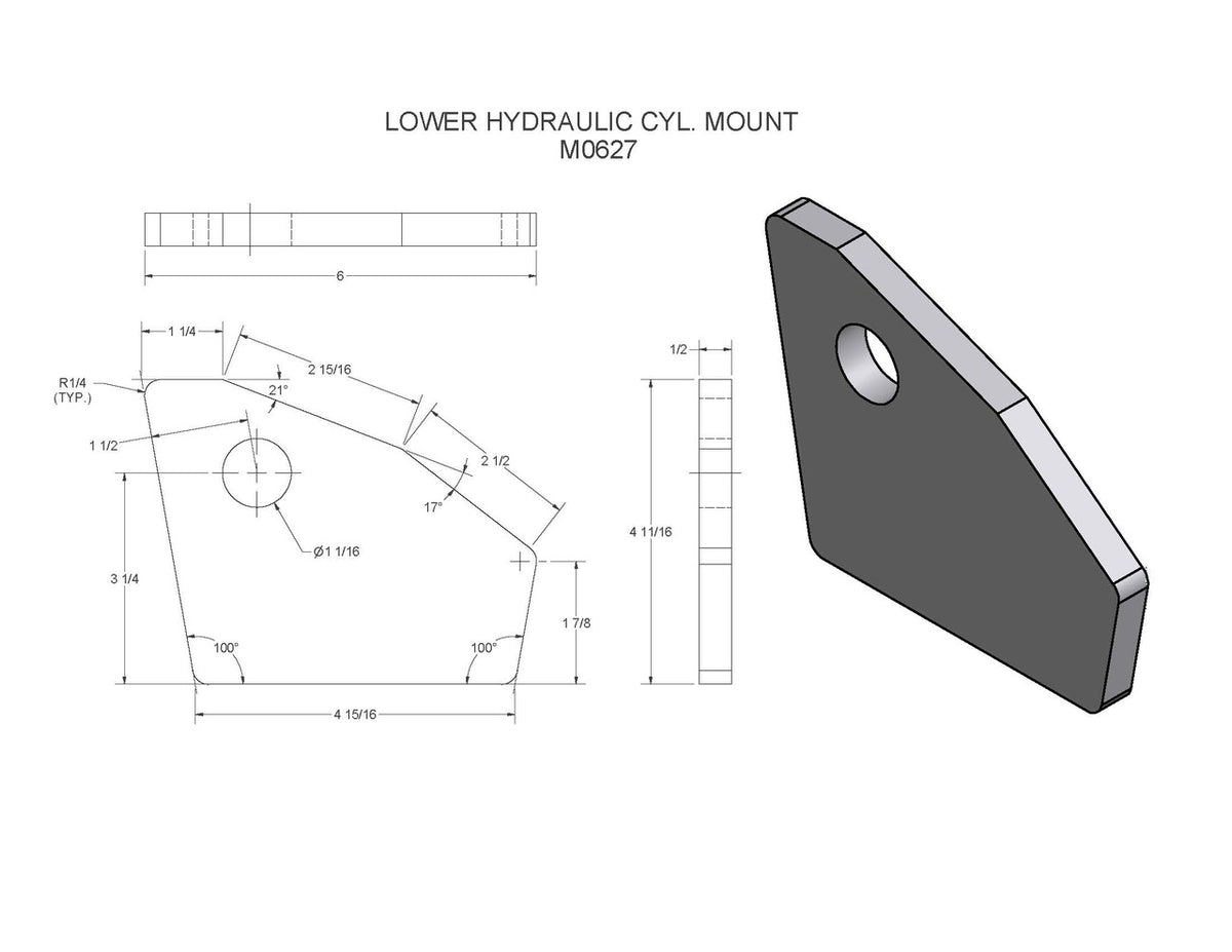M0627 (FT6 DT) LOWER HYDRAULIC CYL. MOUNT — Felling Trailers Parts Store