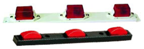 Identification Light Bar for Trucks and Trailers - Incandescent - White Steel Base - Red Lens (#MC-99AB)