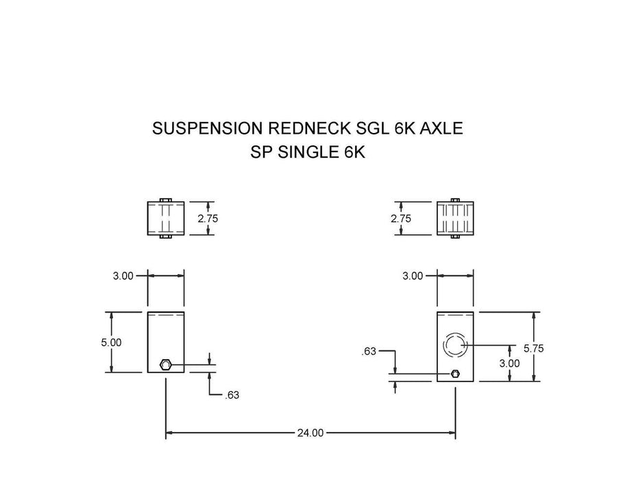 SP SINGLE 6K  (FT-6 DT)  SUSPENSION REDNECK SGL 6K AXLE