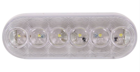 Optronics LED Backup Light for Truck or Trailer - Submersible - 6 Diodes - Oval - Clear Lens (#BUL12CB)