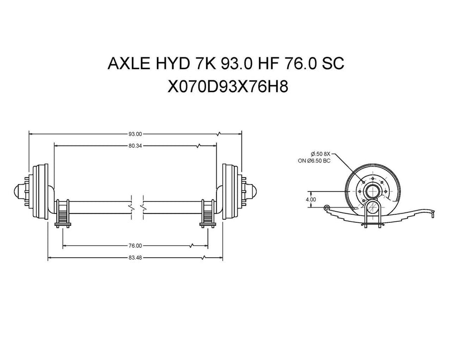 X070D93X76H8 - AXLE HYD 7K 93.0 HF 76.0 SC